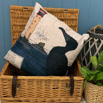 Cormorant cushion by Hannah Wisdom Textiles