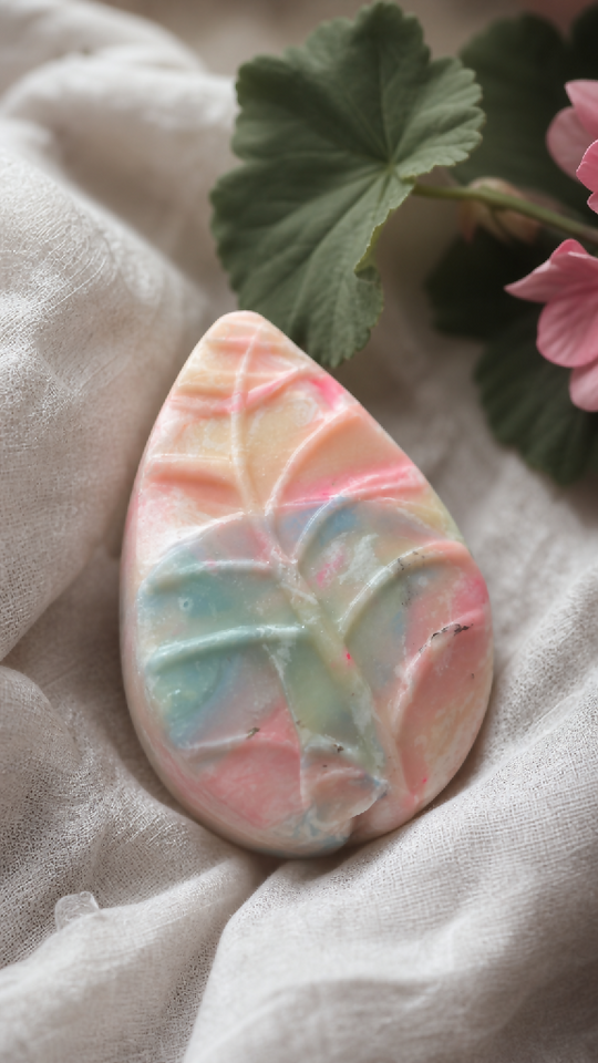 Handmade Rose Geranium Essential Oil Botanical Leaf Soap Bar