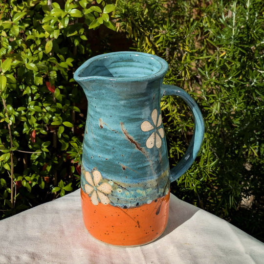 Tall Stoneware Jug - Orange Glow