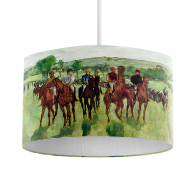 Handmade pendant lampshade horse racing watercolour lampshade horse and jockey race day painting lampshade hanging ceiling lightshade