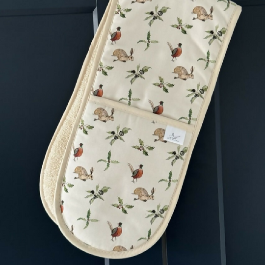 Christmas Hares and Pheasants Oven Gloves