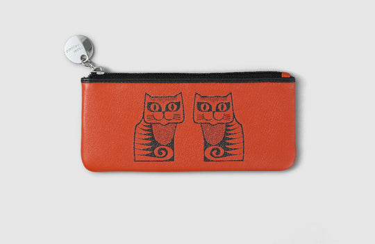 Mabel Sheppard x Hornsea Retro Cat Olive Leather Glasses / Make up / Pencil / EpiPen Case