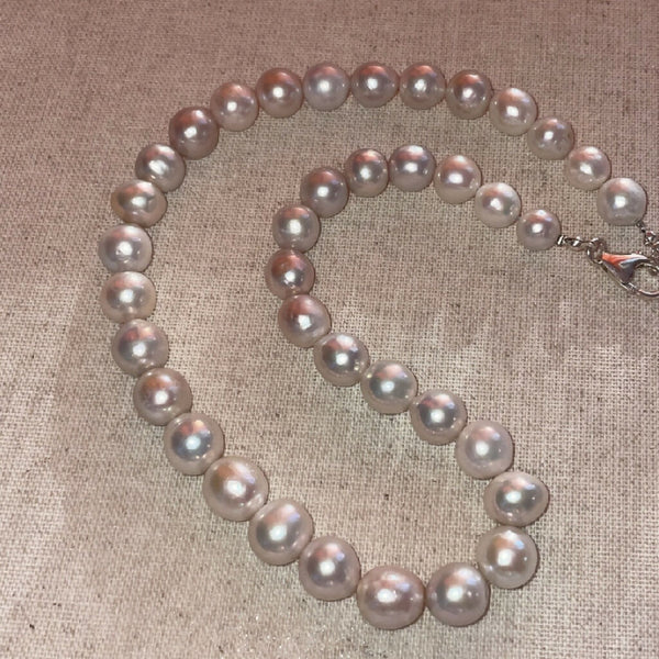 Lustrous Freshwater Pearls Sterling Silver beaded necklace