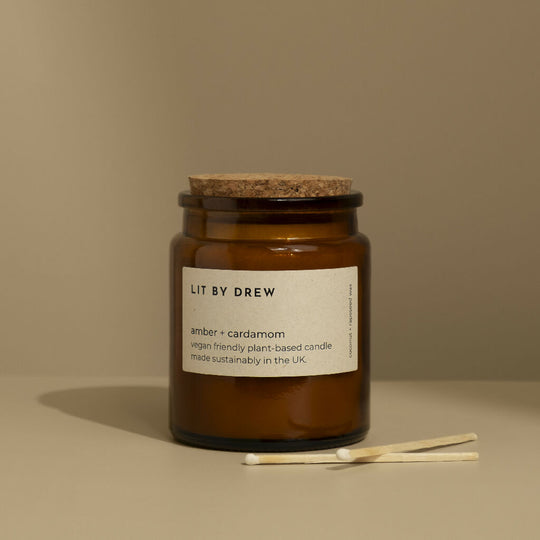 Amber & Cardamom Natural Wax Candle - Medium