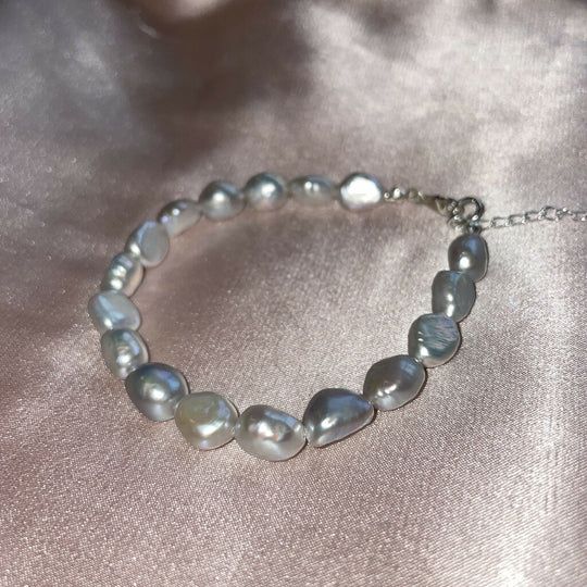 Grey Large Freshwater Pearl Bracelet
