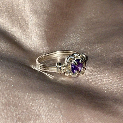 CZ Prong Set Wire Wrapped Solid Silver Ring