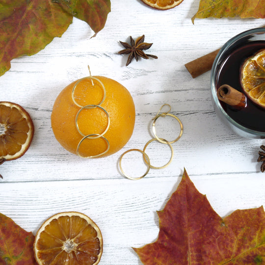 Gold Plated Silver Earrings - Interlinked Rings