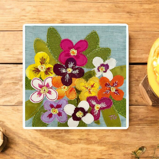 Pretty Pansies Ceramic Coaster