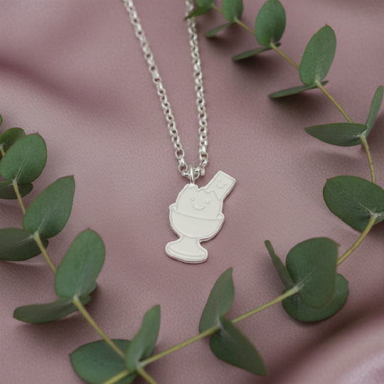 Sterling Silver Happy Dippy Egg & Soldier Charm Necklace