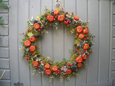 Autumn Pumpkin and Pod Wreath