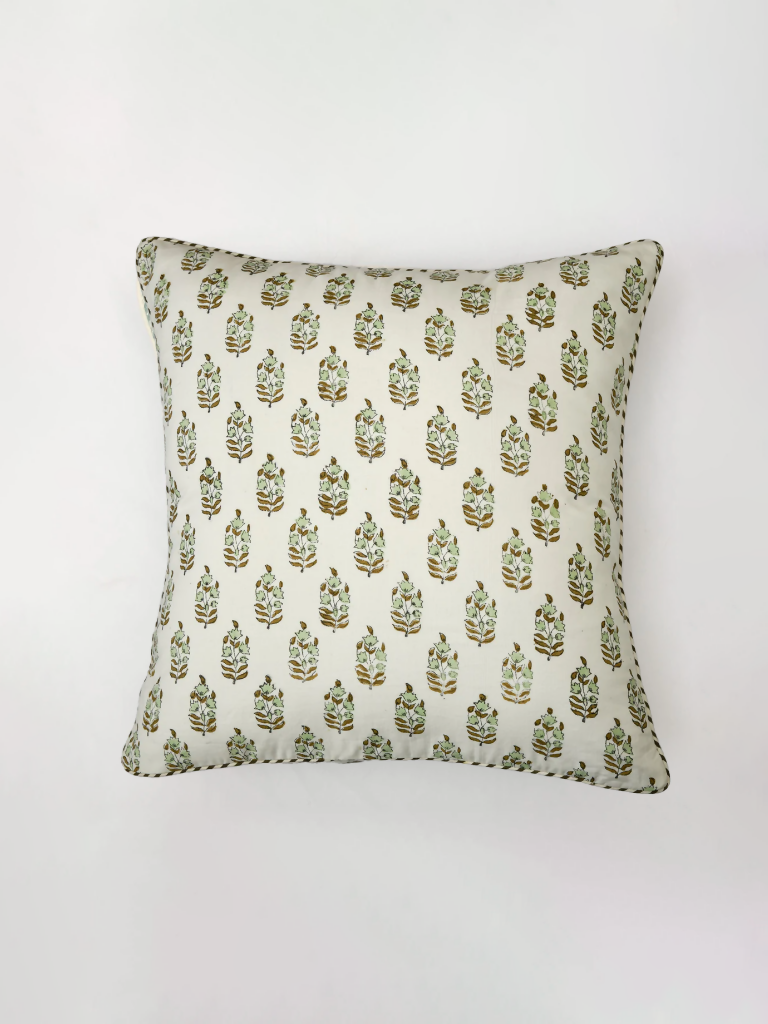 Cushion Cover Three Flowers Hand Block Printed