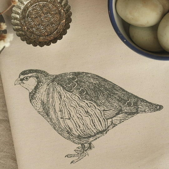 Organic Cotton Red-Legged Partridge Tea Towel