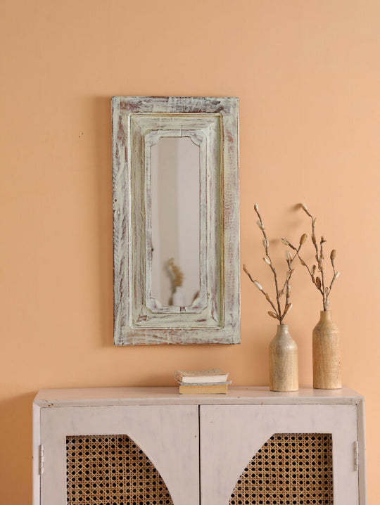 Rectangular Mirror Reclaimed Wood - Teal Green