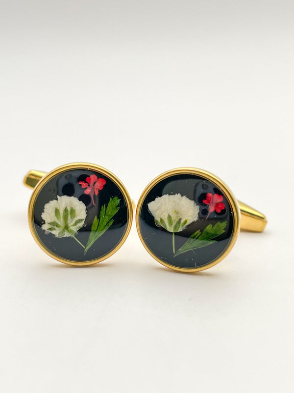 Cufflinks with gypsophila flowers in 12mm