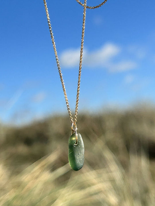 green Seaglass gold plated Necklace