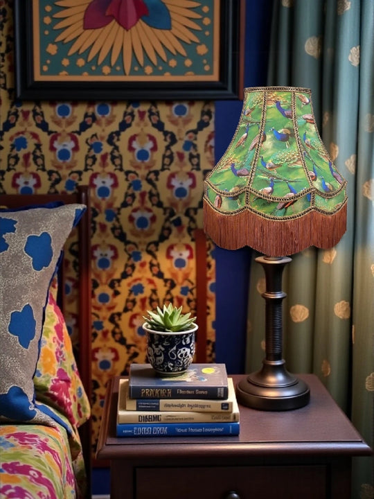Peacock fabric lampshades - Available in 7 sizes
