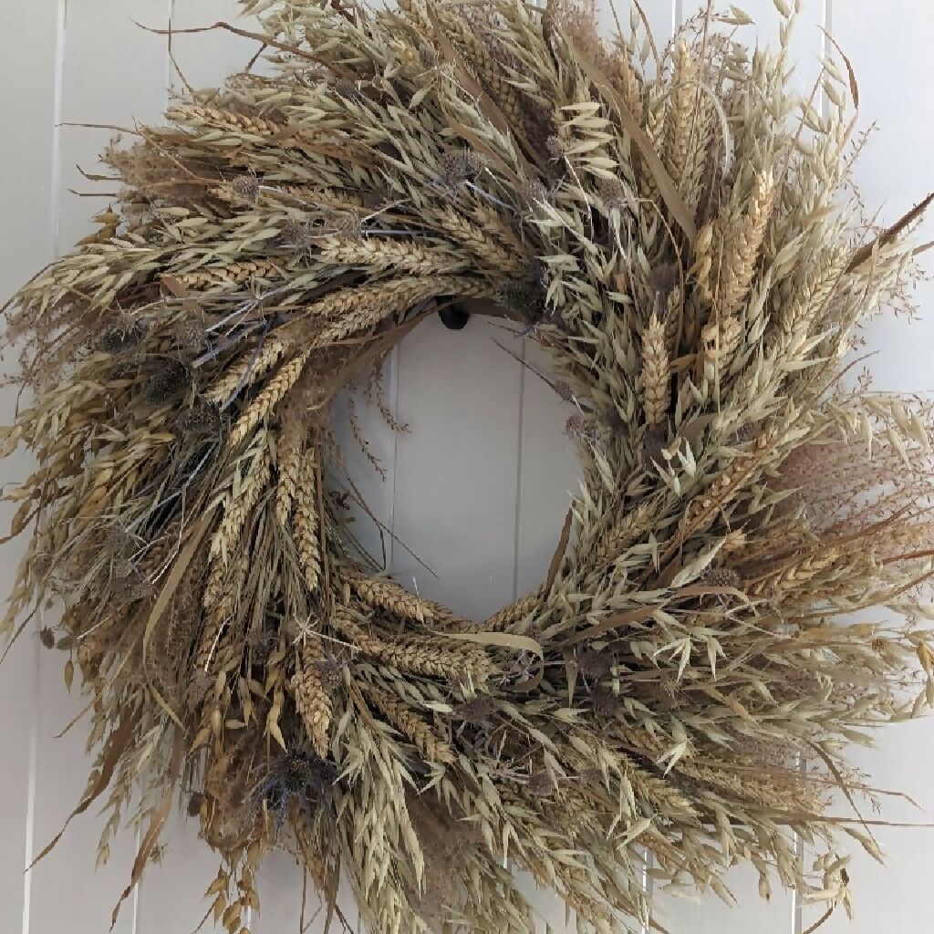 Large Wreath made from Dried Wheat and Barley