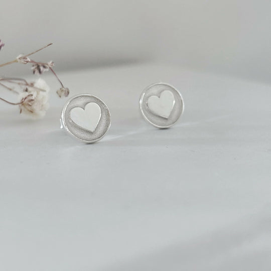 Silver Heart Stud Earrings