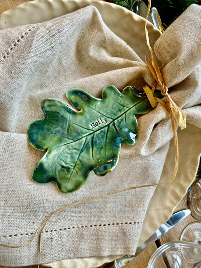 Oak leaf - Personalised Ceramic Place setting | Wedding favour | Dinner Gift MADE TO ORDER