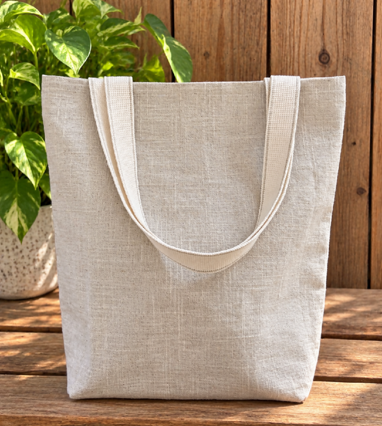 Natural Oat Linen Tote Bag – Handmade Shopping & Book Tote