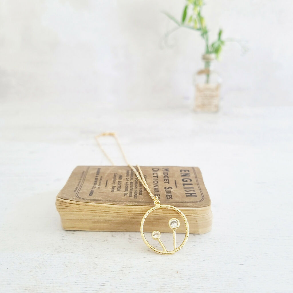 Gold-Plated Dandelion Pendant Necklace