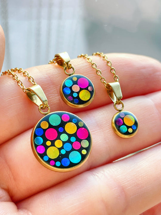 Disco charm necklace in micro, mini or small size