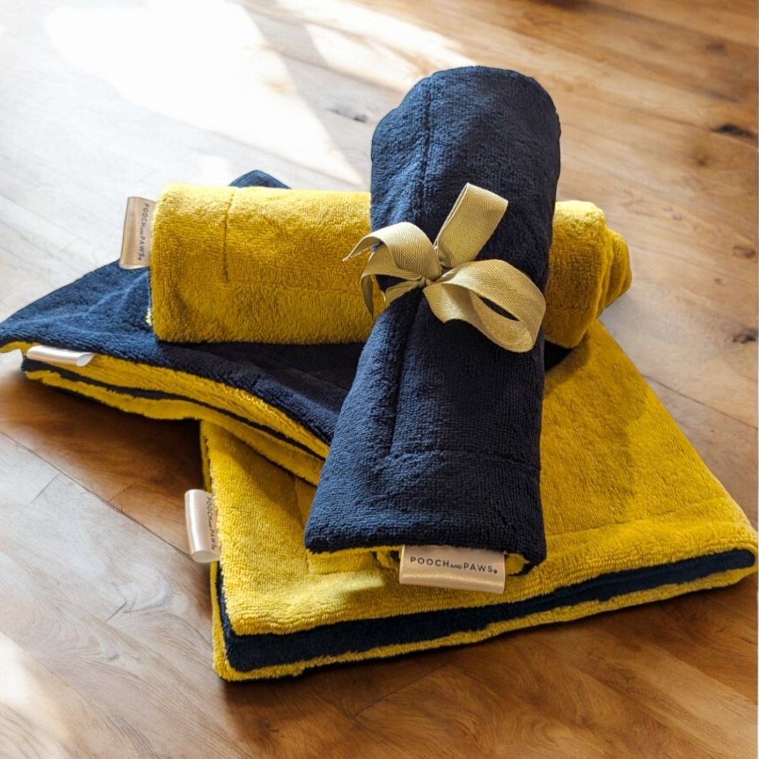 Dog Towel - Bamboo & Cotton Blend (Ultra - Absorbent). Dog Christmas gift idea.