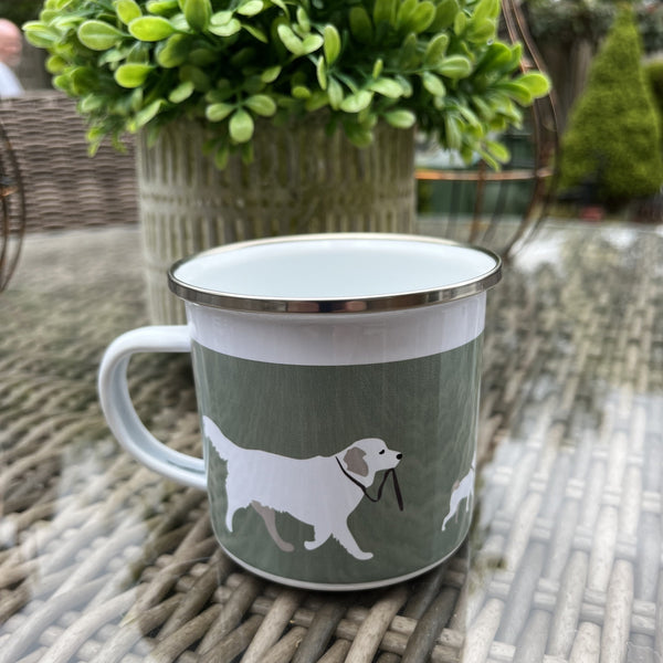 Enamel Mugs Mad About Dogs ~ Blue or Sage Green