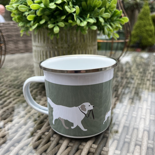 Enamel Mugs Mad About Dogs ~ Blue or Sage Green