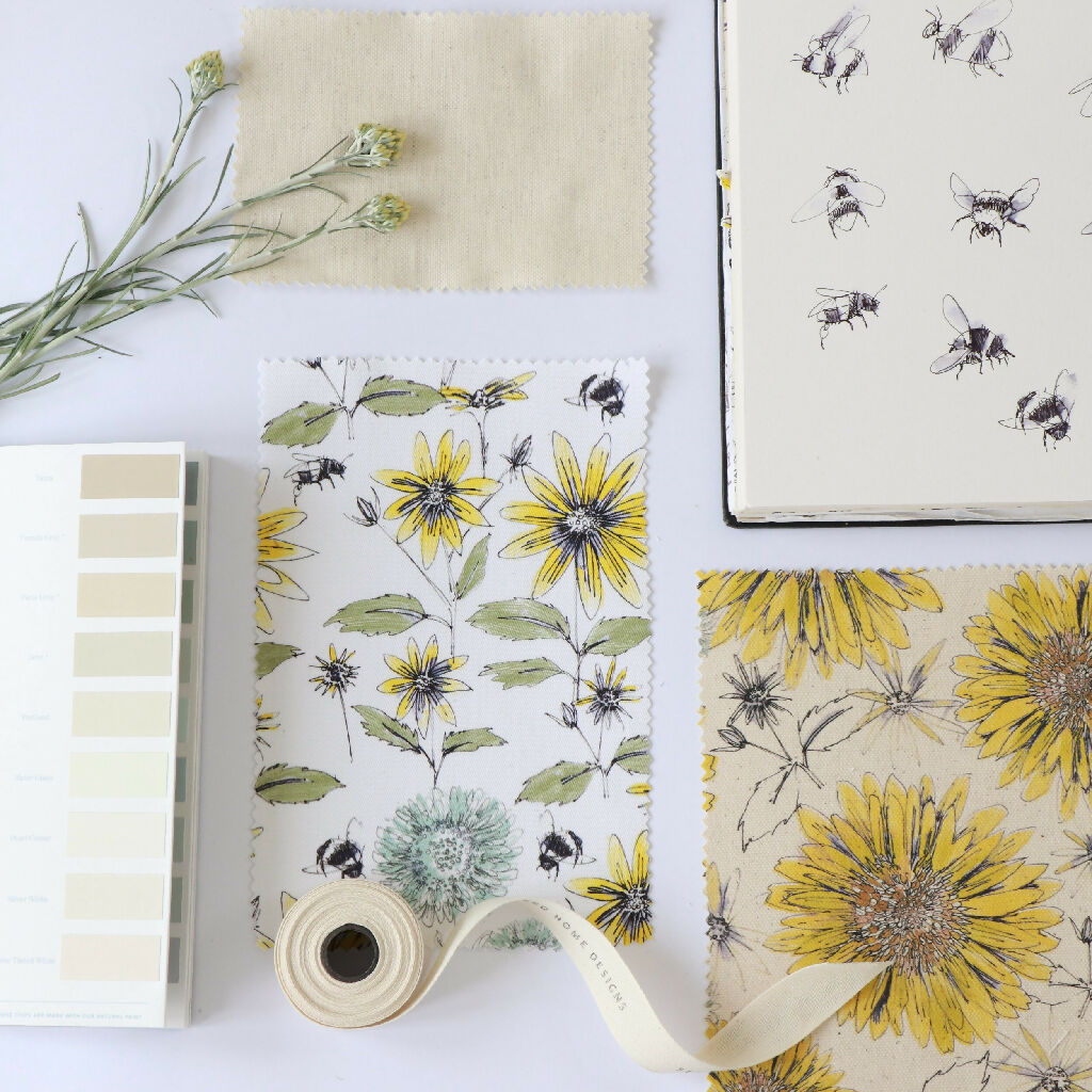 Natural Organic Sunflower and Flora Soft Furnishing Fabric