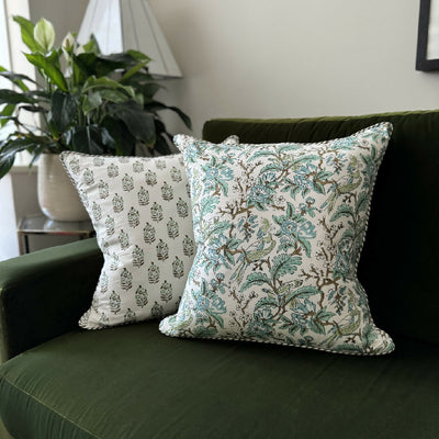 Cushion Cover Indian Toile Hand Block Printed