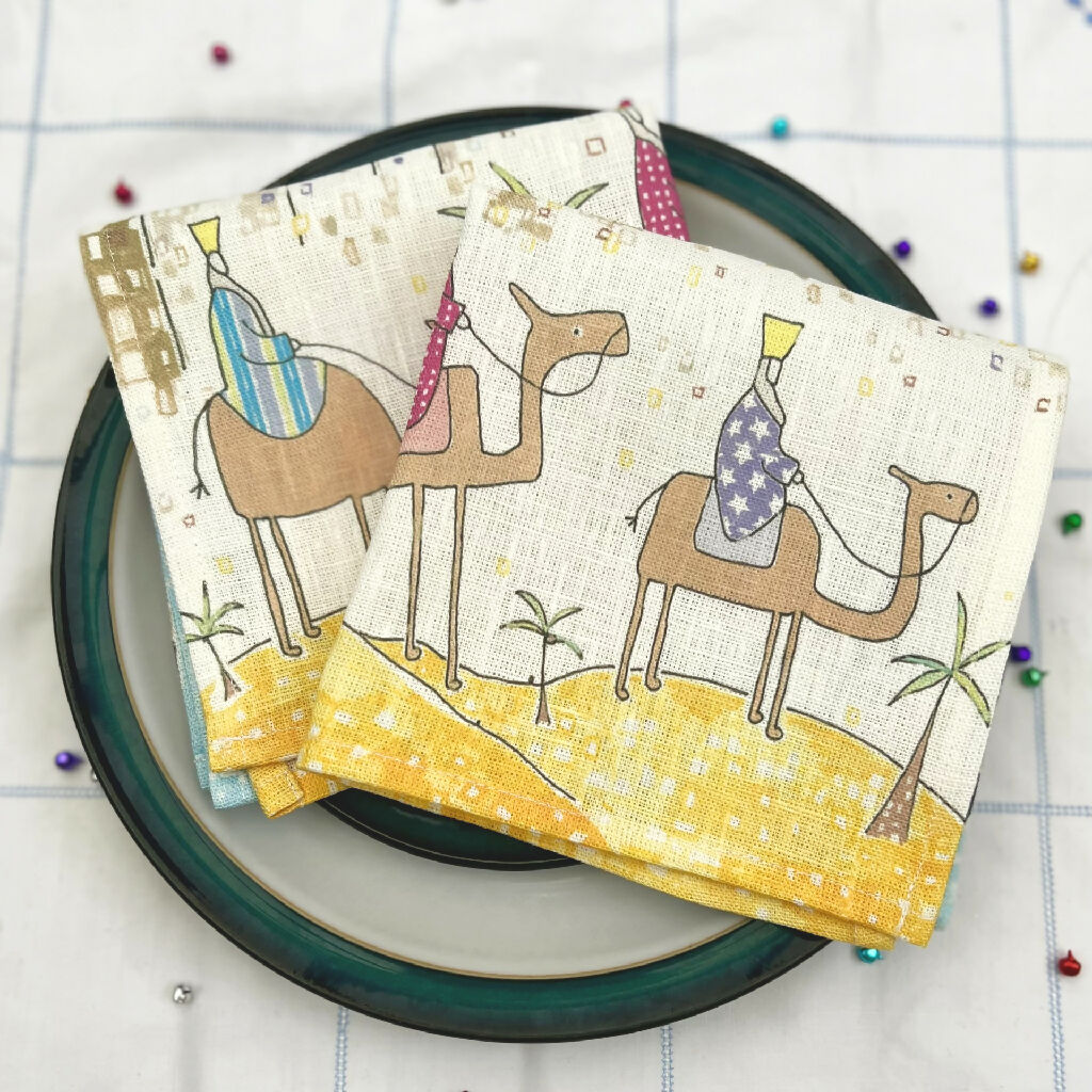 Christmas Linen Napkins - Following the Star