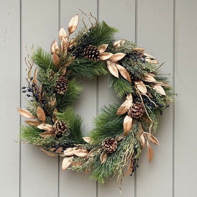 GOLD LEAF & PINE LUXURY CHRISTMAS WREATH