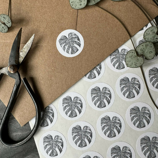 70 Mini Monstera Stickers - (35 per sheet)