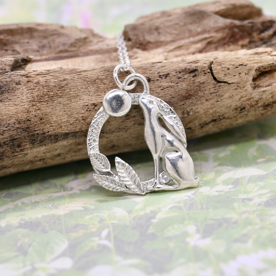 Silver Moongazing Hare Necklace