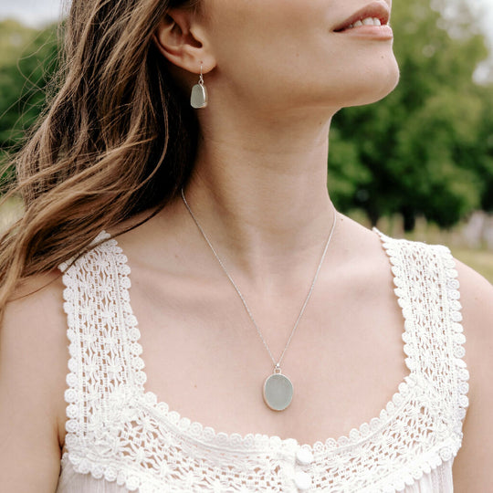 Aqua Sea Glass Pendant Necklace
