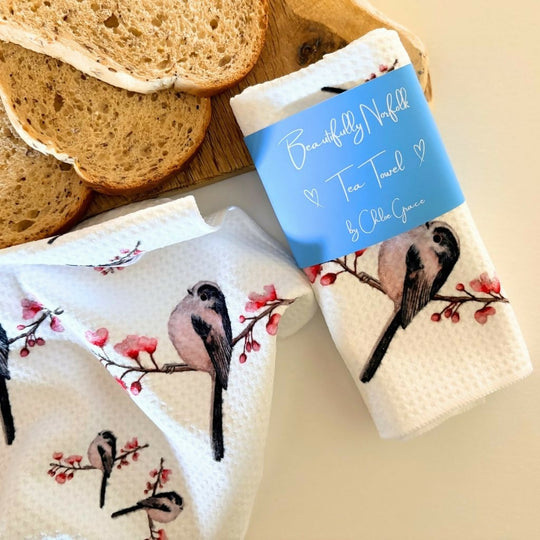 Long Tailed Tit Tea Towel - Country Collection