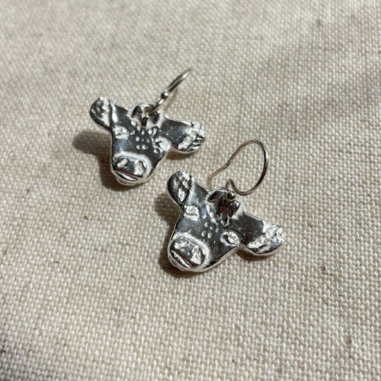Cow Sterling Silver Earrings