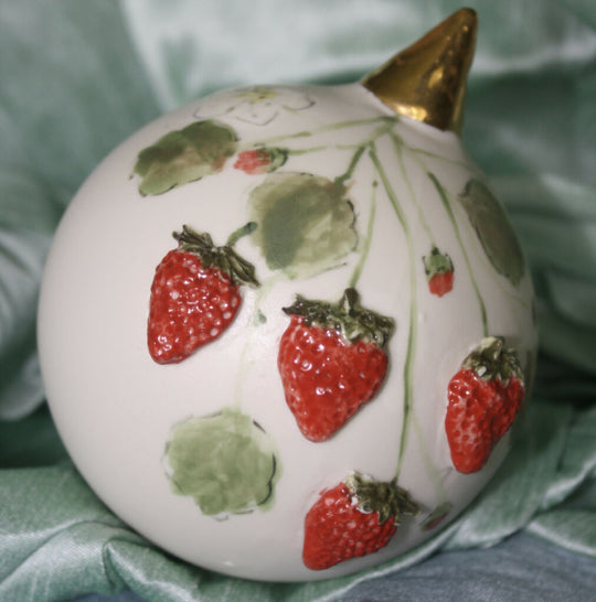 Porcelain Strawberry Ball in White