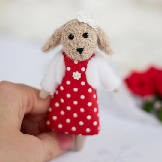Miniature Dog Doll in Red
