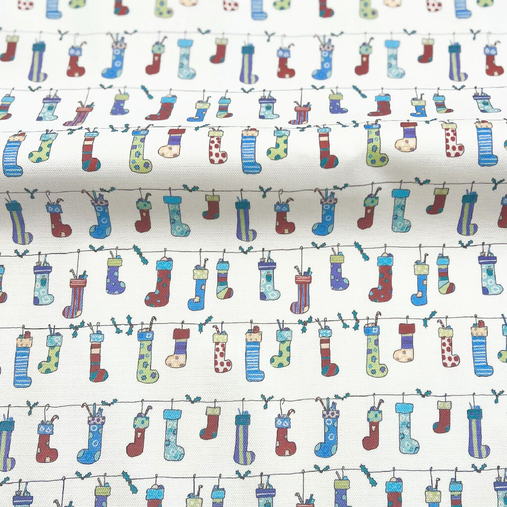 'Stockings' Christmas Organic Cotton Tea Towel