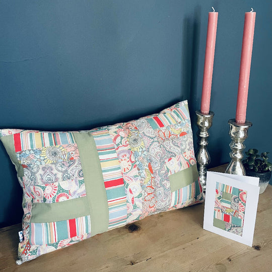 Liberty fabric patchwork cushion