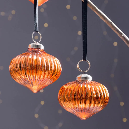 Orange Copper Glass Baubles