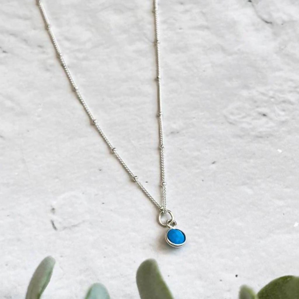 Turquoise Sterling Silver Birthstone Necklace