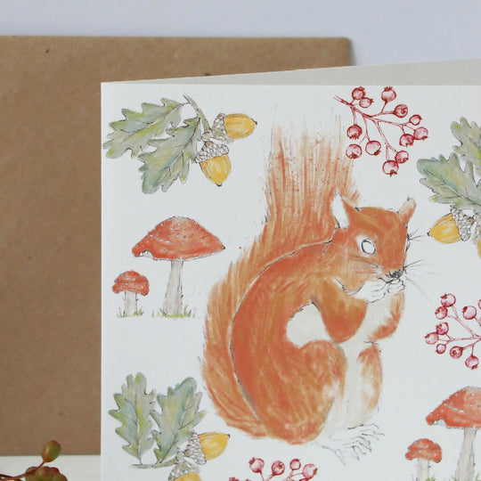 Red Squirrel Sustainable Christmas Card
