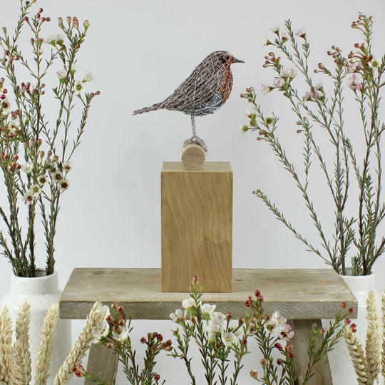 Robin Wire Bird Sculpture