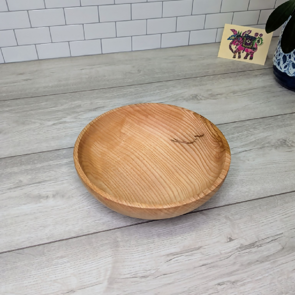 Figured English Ash Fruit Bowl with Copper Embellishment