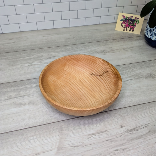 Figured English Ash Fruit Bowl with Copper Embellishment