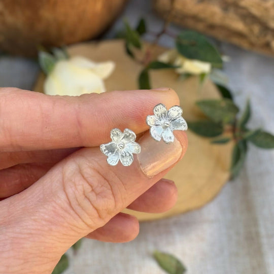 Silver Blossom Stud Earrings