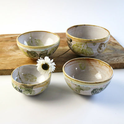 Stoneware Bowls in Leaf Design